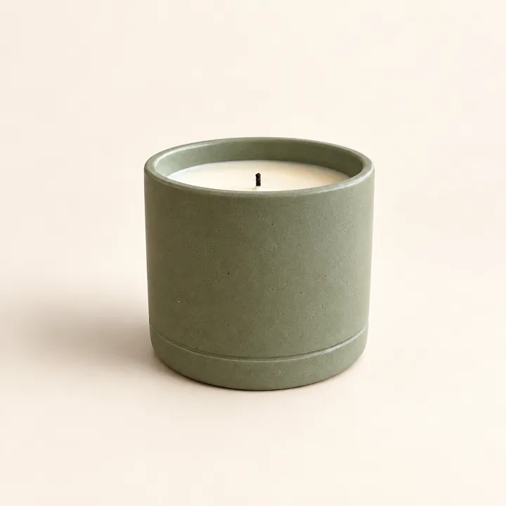 Ceramic candle on a clean studio backdrop