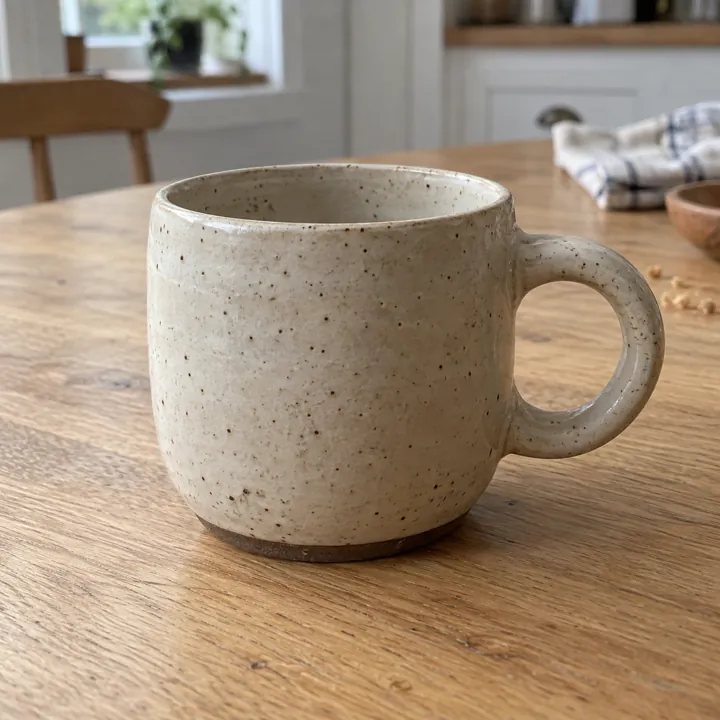 The everyday mug on a wooden work surface